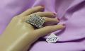 Finger Ring w/ Zircons Stone Work in Diamond Shape